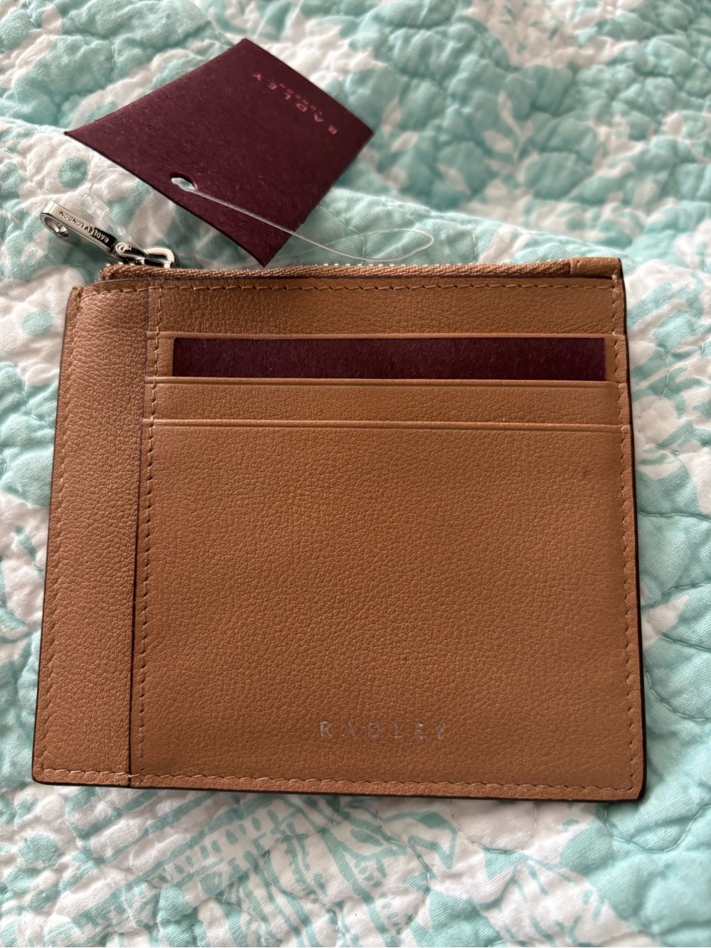 Radley Tan Leather Cardholder Wallet with Zip Pocket